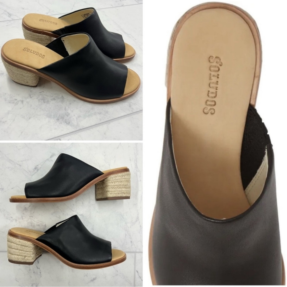 Leather Capri Mule sandals, black size 7